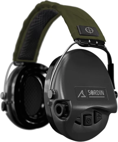 Fotografía del producto: Sordin ACE Core TAC: Diadema verde · cápsulas negras