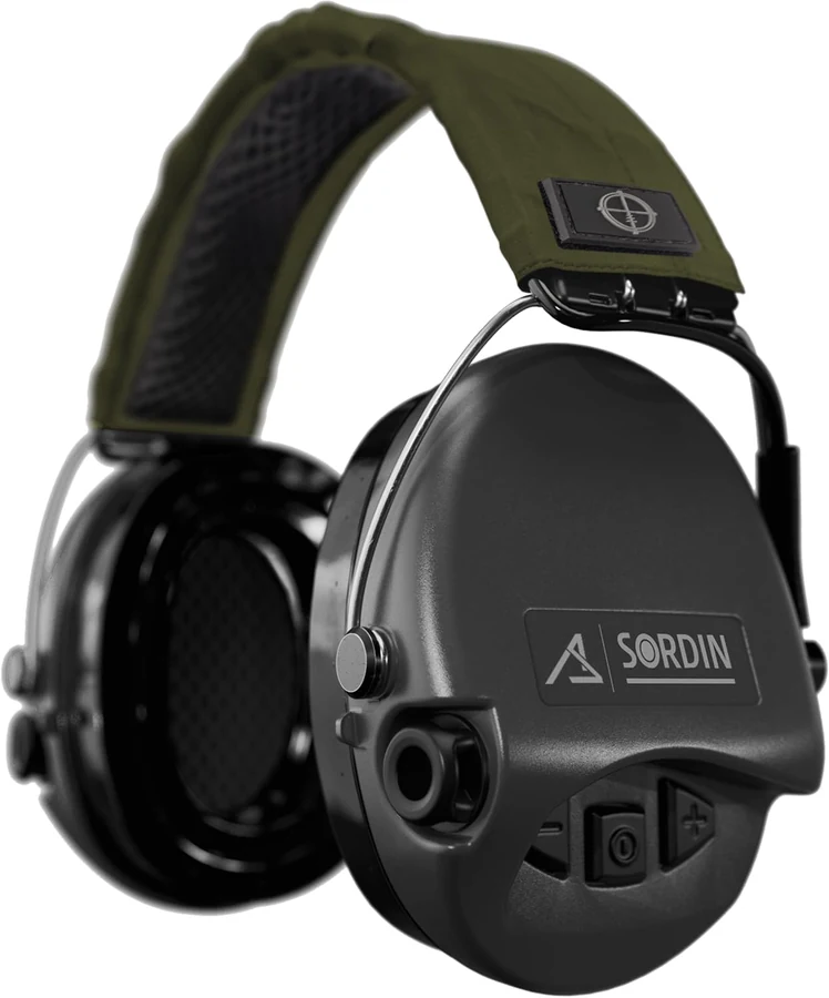 Sordin ACE Core TAC — Diadema verde · cápsulas negras