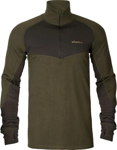 Fotografía del producto: Härkila Base Warm Zip Neck: Willow Green / Shadow Brown