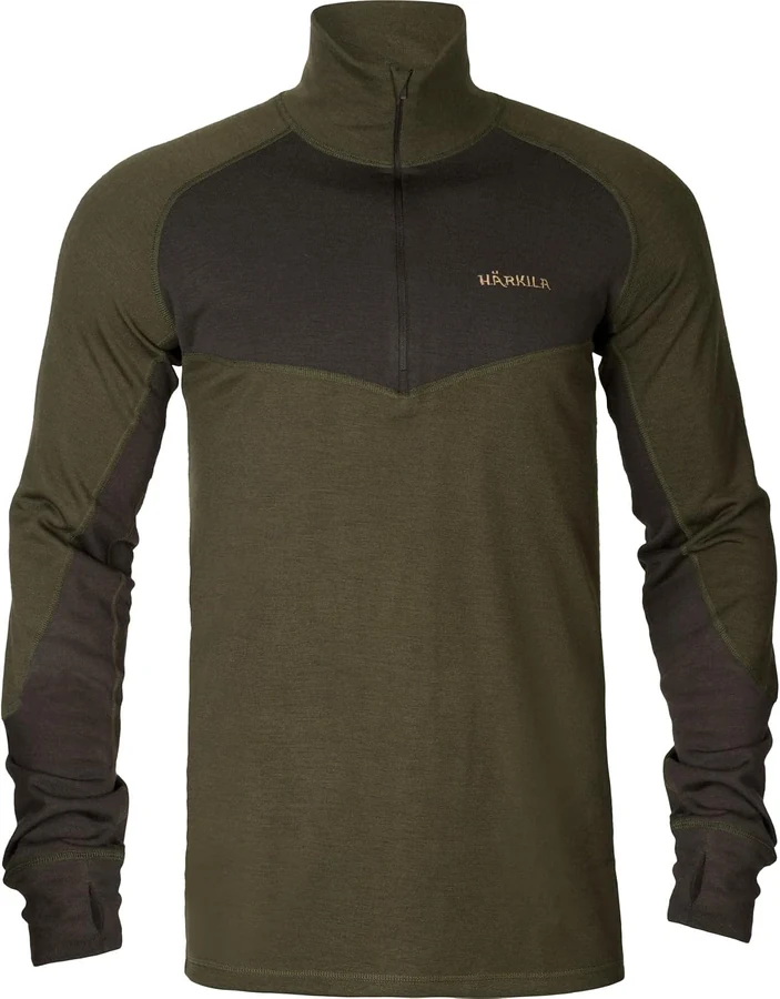 Härkila Base Warm Zip Neck — Willow Green / Shadow Brown
