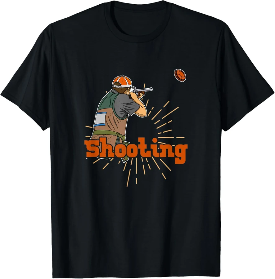 Trap Shooting & Clay Shotgun Sport Camiseta tiro al plato escopeta — Negro